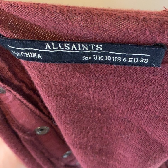 All Saints Burgundy Cowl Neck Sweater - Picture 3 of 5